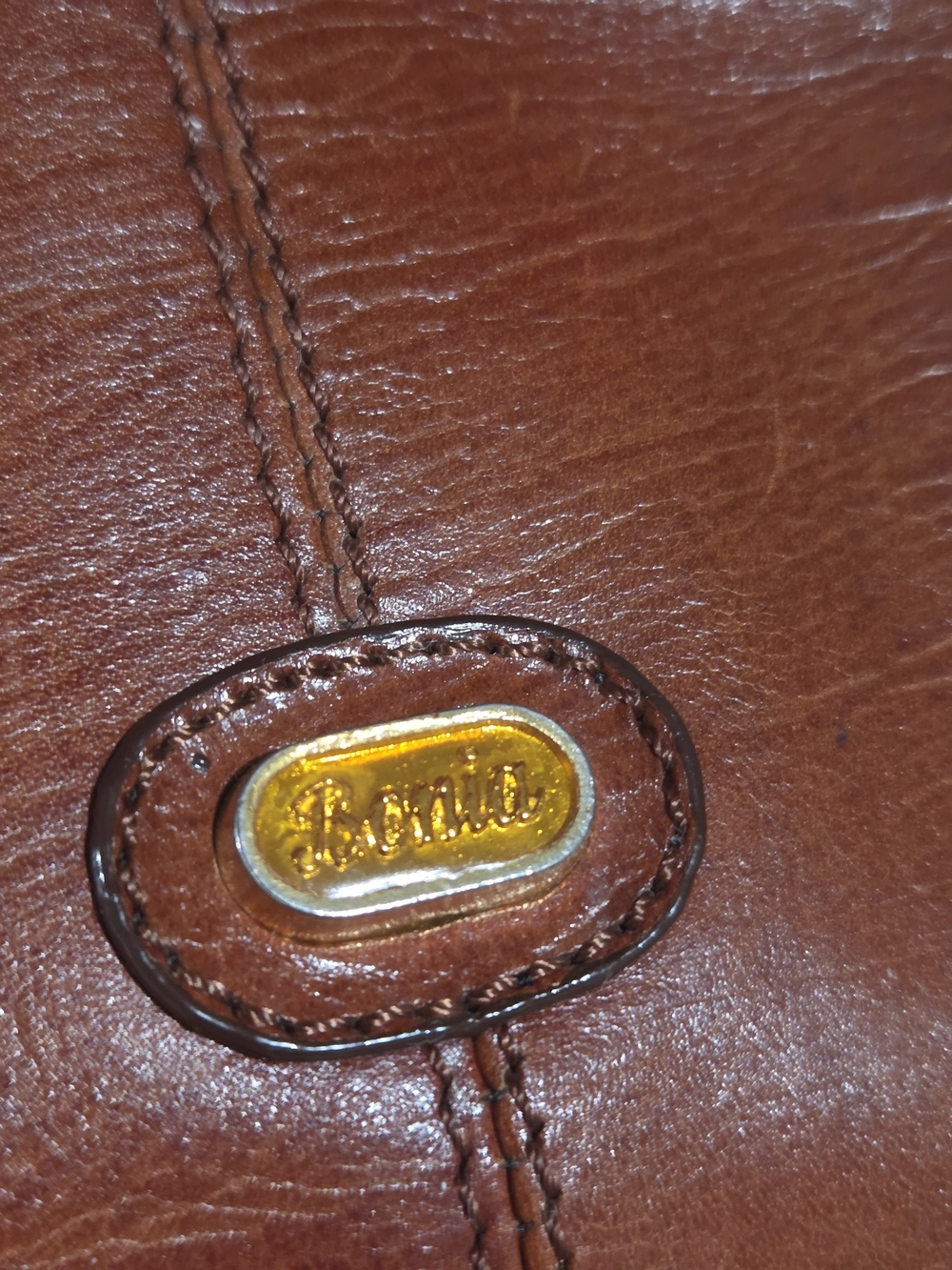 Vintage Bonia Brown Genuine Leather Drawstring Bucket Shoulder Bag - Picture 10 of 16